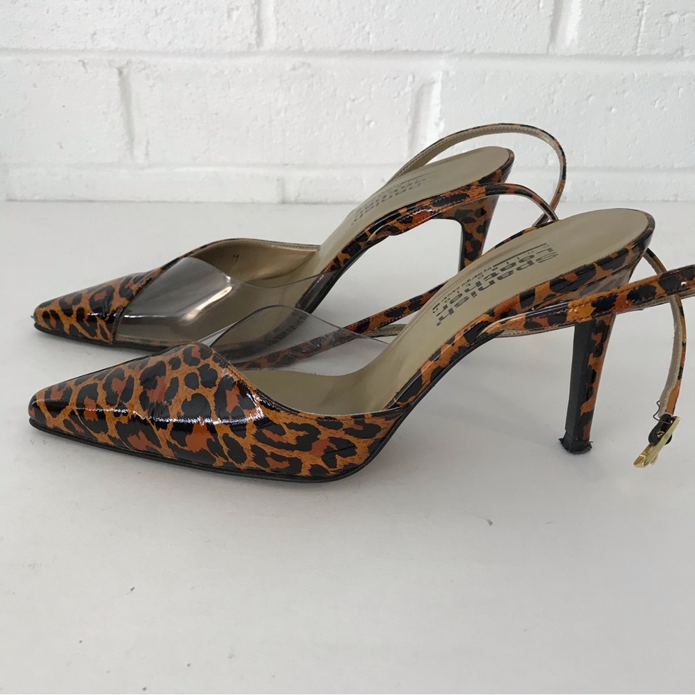 Spanish Leather Collection Leopard Pointed Toe Shoes Pump High Heels Size 6 M